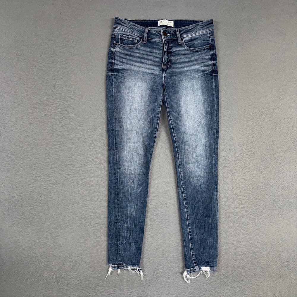 BKE Jeans Womens 27 (Fits 30) Blue Payton Skinny Mid Rise Raw Hem Stretch Denim